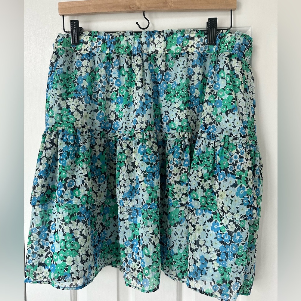 LOFT Floral Mini Skirt - Blue and Green NWT